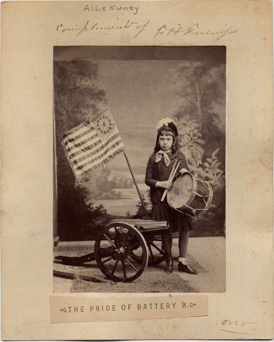 Allie Kunie, in costume as the girl from the poem The Pride of Battery B, by Frank H Gassaway by American Photographer